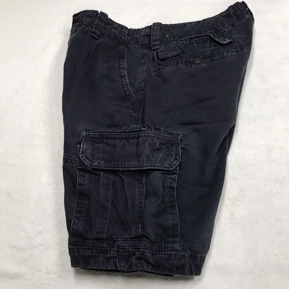 ABERCROMBIE & FITCH Heavy Twill Cargo Shorts Men 32 Black Travel Outdoor
